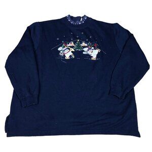 Vintage 90s Lauren Brooke Christmas Polar Bear Sweatshirt Women’s Size XL‎